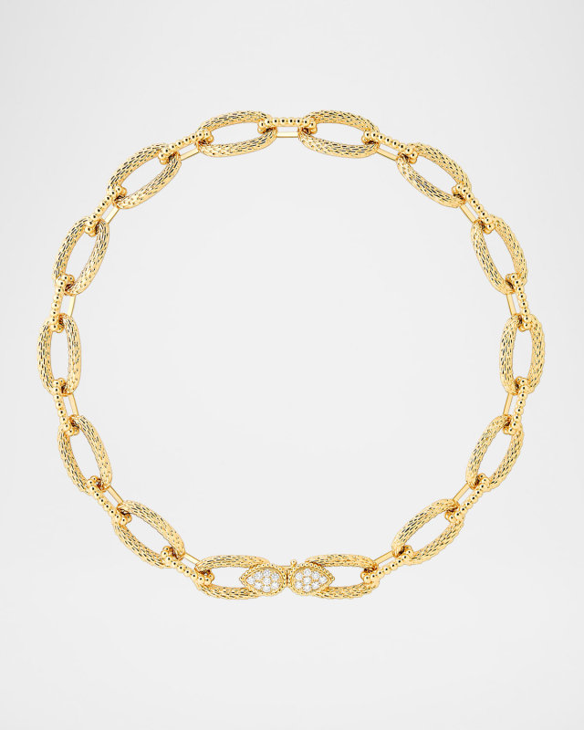 18K Yellow Gold Serpent Boheme Diamond Vintage Link Necklace
